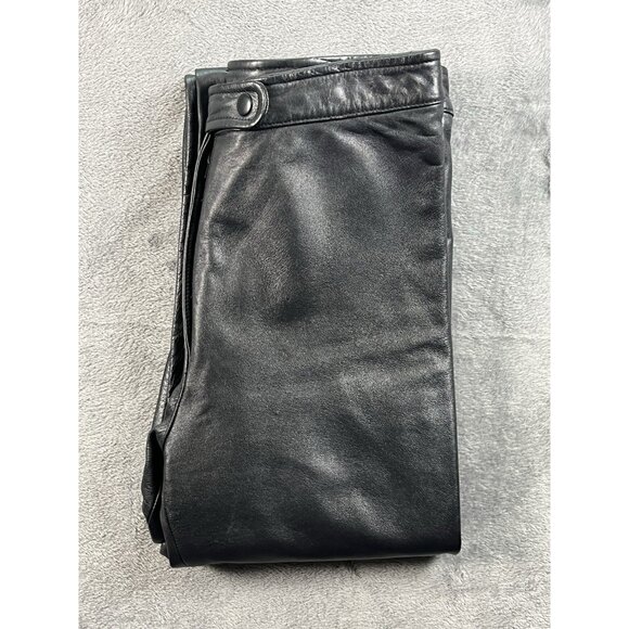 VINTAGE 90s WILSON’S Maxima LEATHER Slim Straight Women’s Moto Pants Black-Sz 8 - Picture 11 of 11